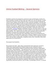 Online Football Betting -- Several Opinions.docx