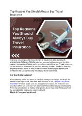 Top Reasons You Should Always Buy Travel Insurance.pdf